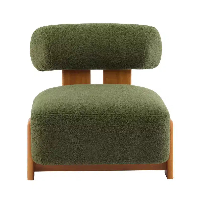 Fauteuil d'appoint moderne en bouclette avec dossier roulé, cadre en bois massif, siège d'appoint rembourré pour salon, chambre ou bureau