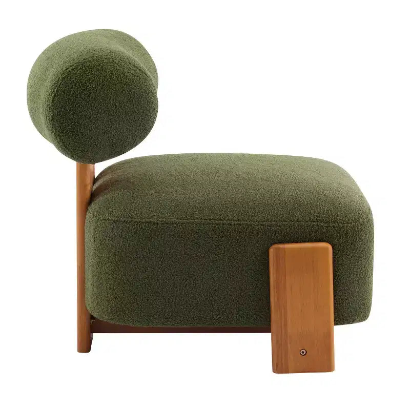Fauteuil d'appoint moderne en bouclette avec dossier roulé, cadre en bois massif, siège d'appoint rembourré pour salon, chambre ou bureau