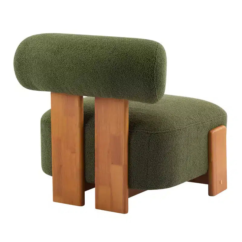 Fauteuil d'appoint moderne en bouclette avec dossier roulé, cadre en bois massif, siège d'appoint rembourré pour salon, chambre ou bureau
