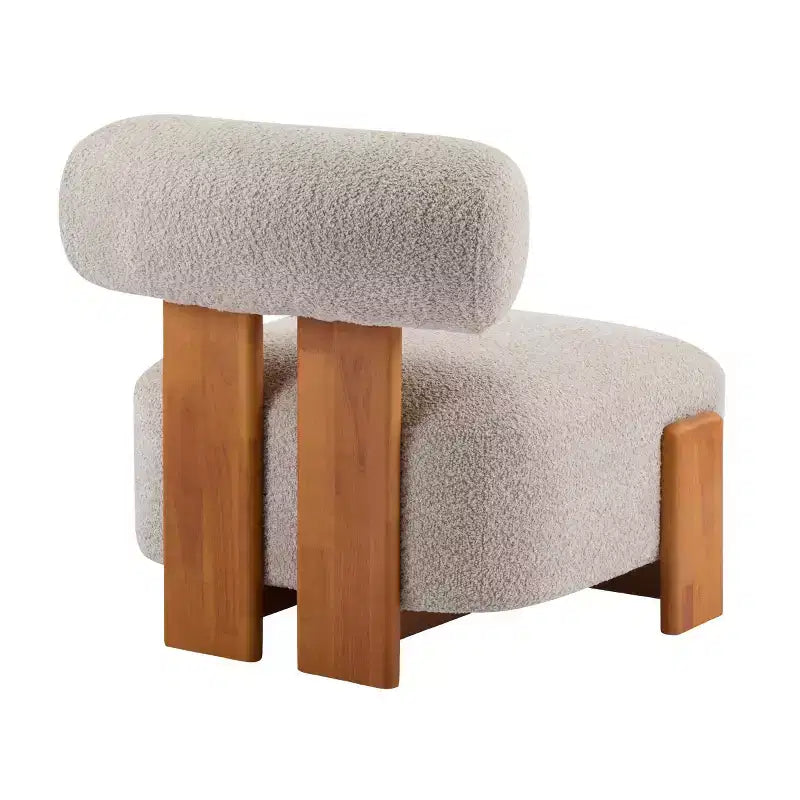 Fauteuil d'appoint moderne en bouclette avec dossier roulé, cadre en bois massif, siège d'appoint rembourré pour salon, chambre ou bureau