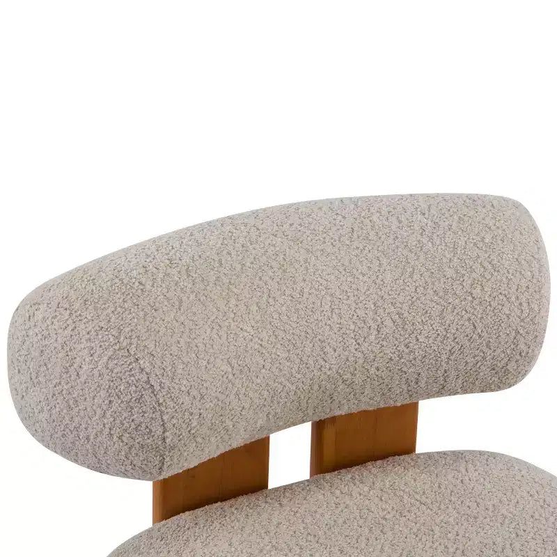 Fauteuil d'appoint moderne en bouclette avec dossier roulé, cadre en bois massif, siège d'appoint rembourré pour salon, chambre ou bureau