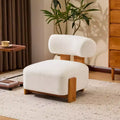 Fauteuil d'appoint moderne en bouclette avec dossier roulé, cadre en bois massif, siège d'appoint rembourré pour salon, chambre ou bureau