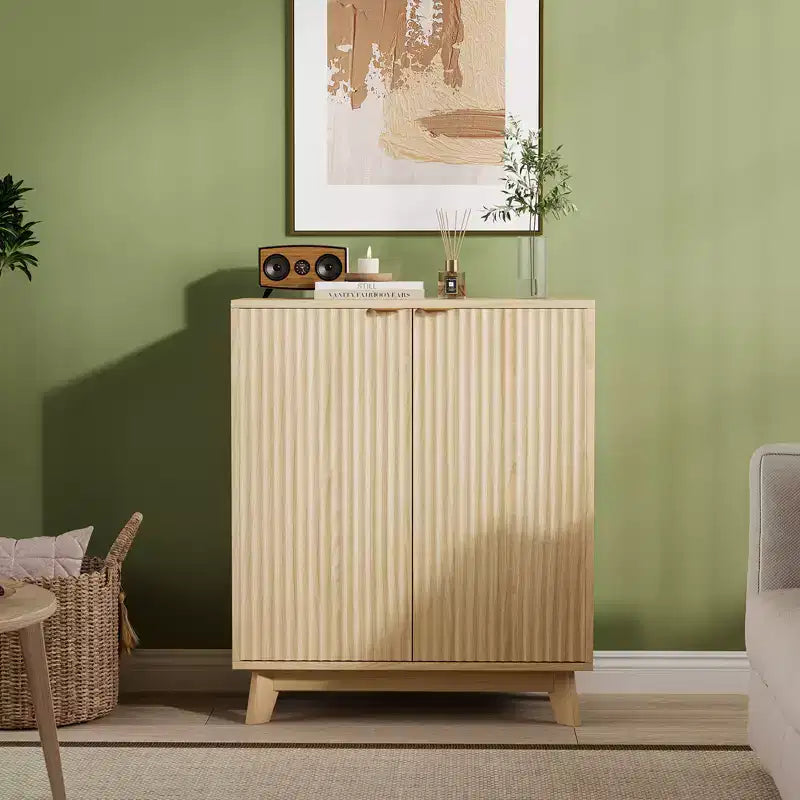 Sideboard Buffet Cabinet with Storage, Modern Fluted Accent cabinet with Doors & Adjustable Shelves, for Living Room, Dining Room, Kitchen