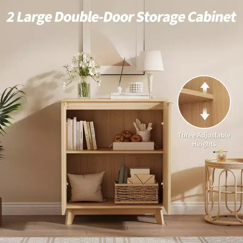 Buffet avec rangement, meuble d'appoint cannelé moderne avec portes et étagères réglables, pour salon, salle à manger, cuisine
