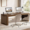 Lantine 79-Inch Extra Long Desk, Two Person Double Desk for Home Office, Wooden Long Computer Desk Writing Table for Office, Dark Brown