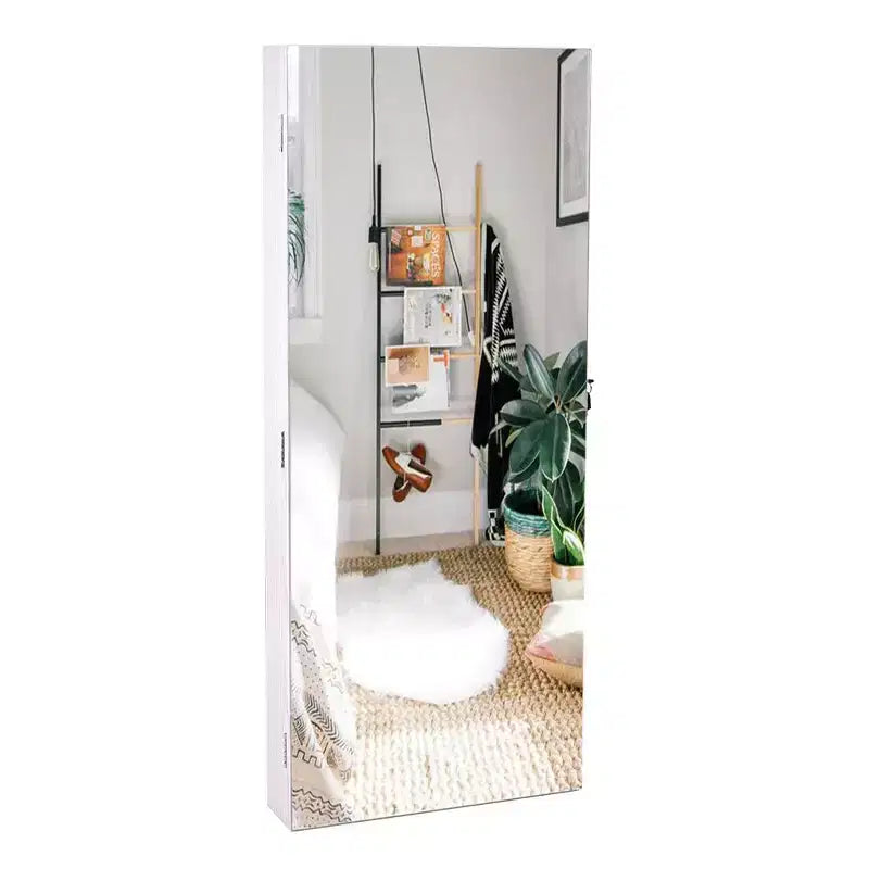 Karl Home The Whole Surface PVC Film Wall Hanging Door With Lock Jewelry Cabinet Fitting Mirror Cabinet White