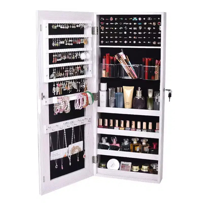 L'ensemble de la surface en PVC Film Mural Suspendu Porte Avec Serrure Bijoux Armoire Miroir Armoire Blanche
