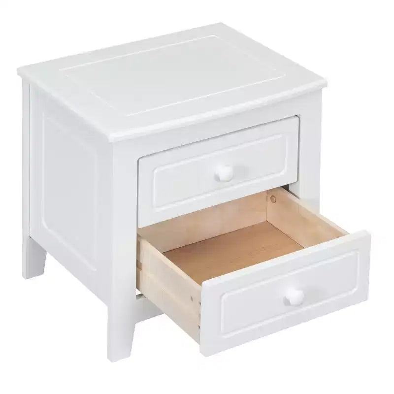 Table de chevet rétro du milieu du siècle avec 2 tiroirs, table de chevet compacte pour chambre à coucher