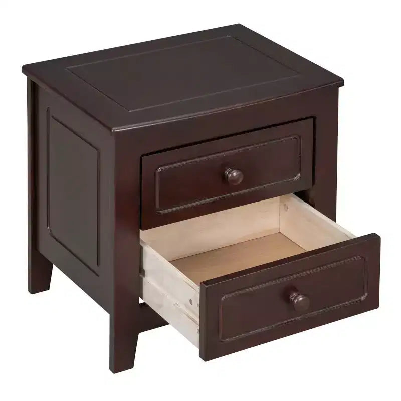 Table de chevet rétro du milieu du siècle avec 2 tiroirs, table de chevet compacte pour chambre à coucher