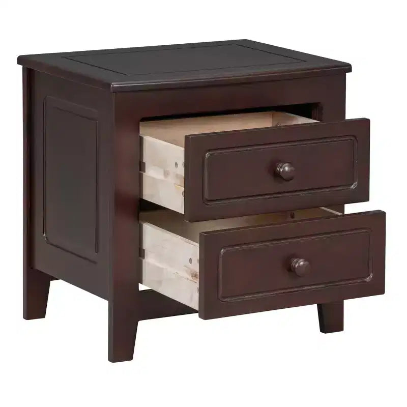 Table de chevet rétro du milieu du siècle avec 2 tiroirs, table de chevet compacte pour chambre à coucher