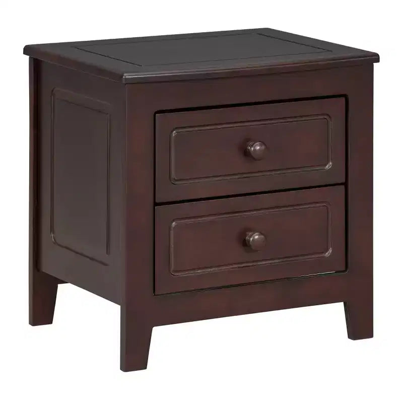 Table de chevet rétro du milieu du siècle avec 2 tiroirs, table de chevet compacte pour chambre à coucher