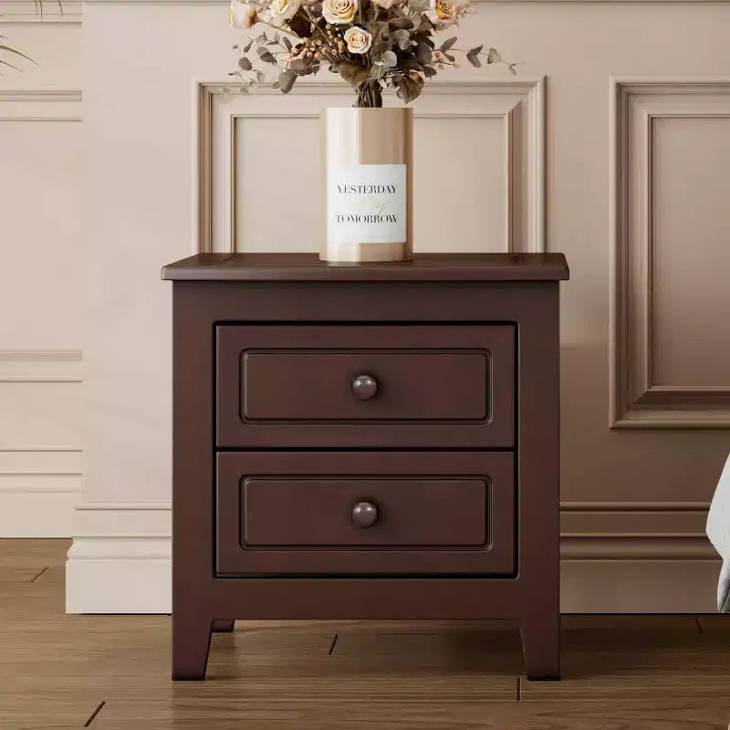 Mid Century Retro Nightstand with 2 Drawers, Compact Bedside Table for Bedroom - Panipeachy