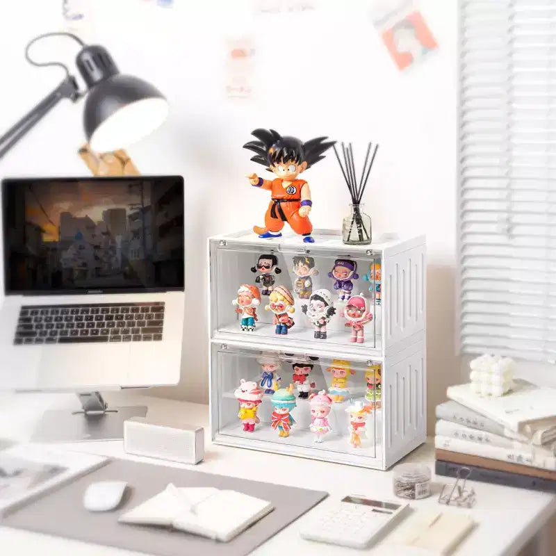 AEELLEEA Transparent Acrylic Ladder Blind Box Display Rack, Magnetic Stackable Storage Stand for Figurines & Dolls