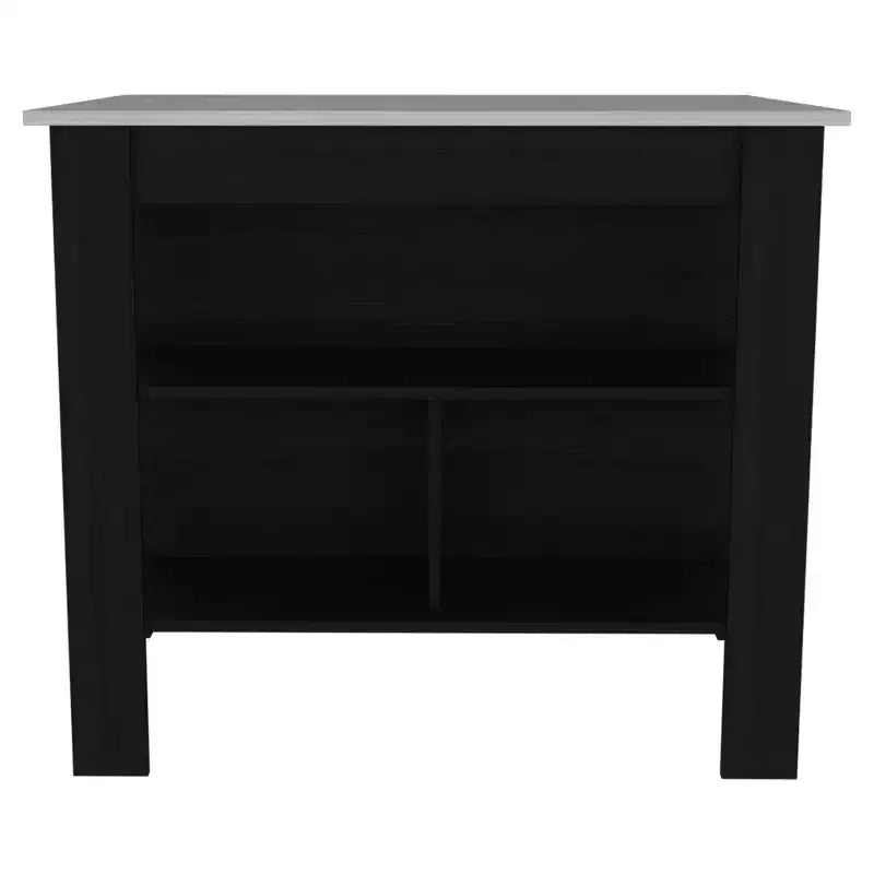 HomeRoots Black and Ivory 41 Kitchen Island With Storage