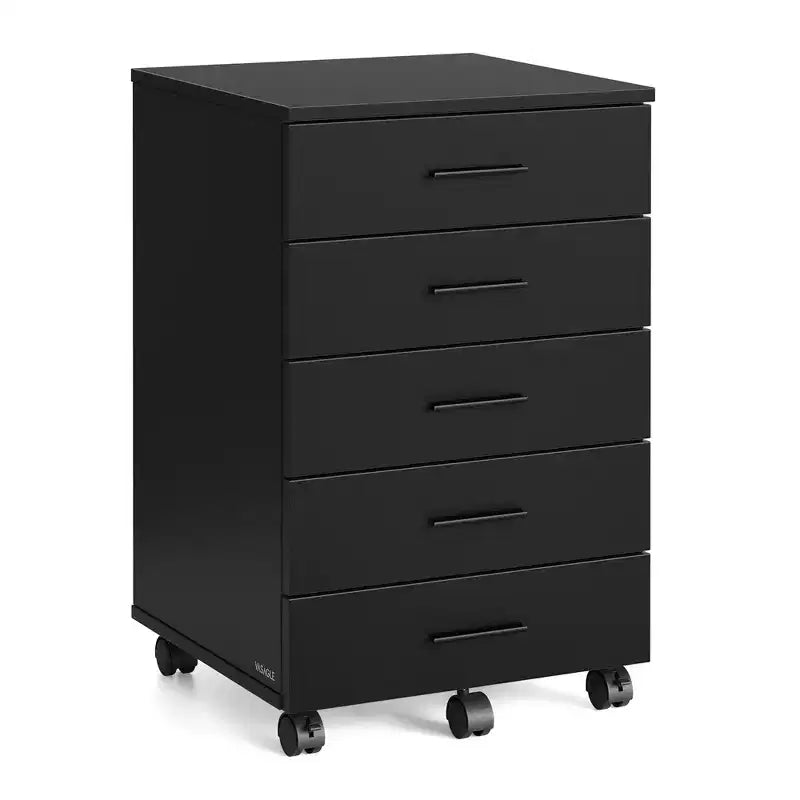 Classeur, meuble de rangement mobile à roulettes, support d'imprimante avec 5 tiroirs, rails coulissants sans outil