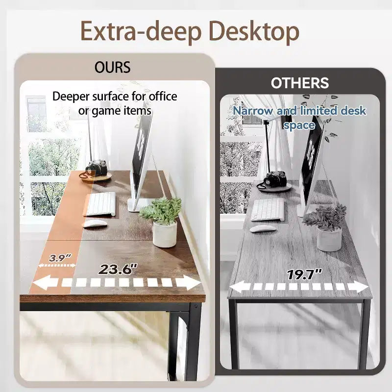 Bureau d'ordinateur d'angle, cadre métallique, rechargeable, plateau épaissi, adapté à un usage professionnel dans les salons