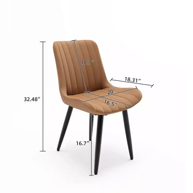 Lot de 2 chaises de salle à manger modernes en cuir PU avec coussins épais et pieds en métal – Chaises d'appoint sans accoudoirs pour cuisine et salle à manger