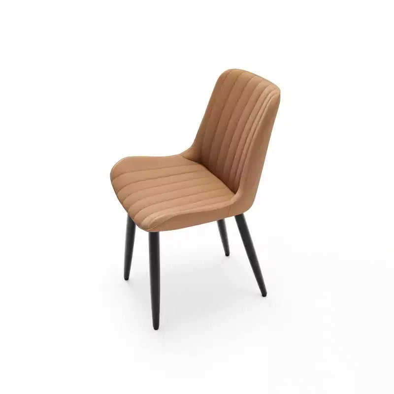 Lot de 2 chaises de salle à manger modernes en cuir PU avec coussins épais et pieds en métal – Chaises d'appoint sans accoudoirs pour cuisine et salle à manger