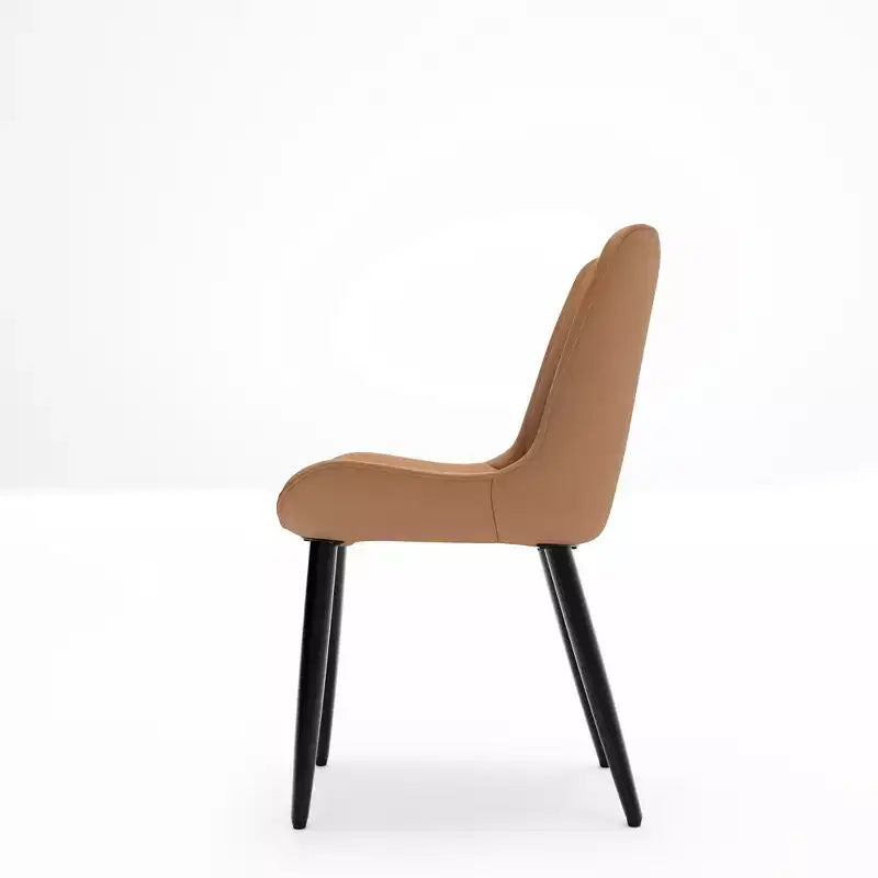 Lot de 2 chaises de salle à manger modernes en cuir PU avec coussins épais et pieds en métal – Chaises d'appoint sans accoudoirs pour cuisine et salle à manger