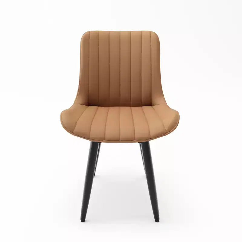 Lot de 2 chaises de salle à manger modernes en cuir PU avec coussins épais et pieds en métal – Chaises d'appoint sans accoudoirs pour cuisine et salle à manger