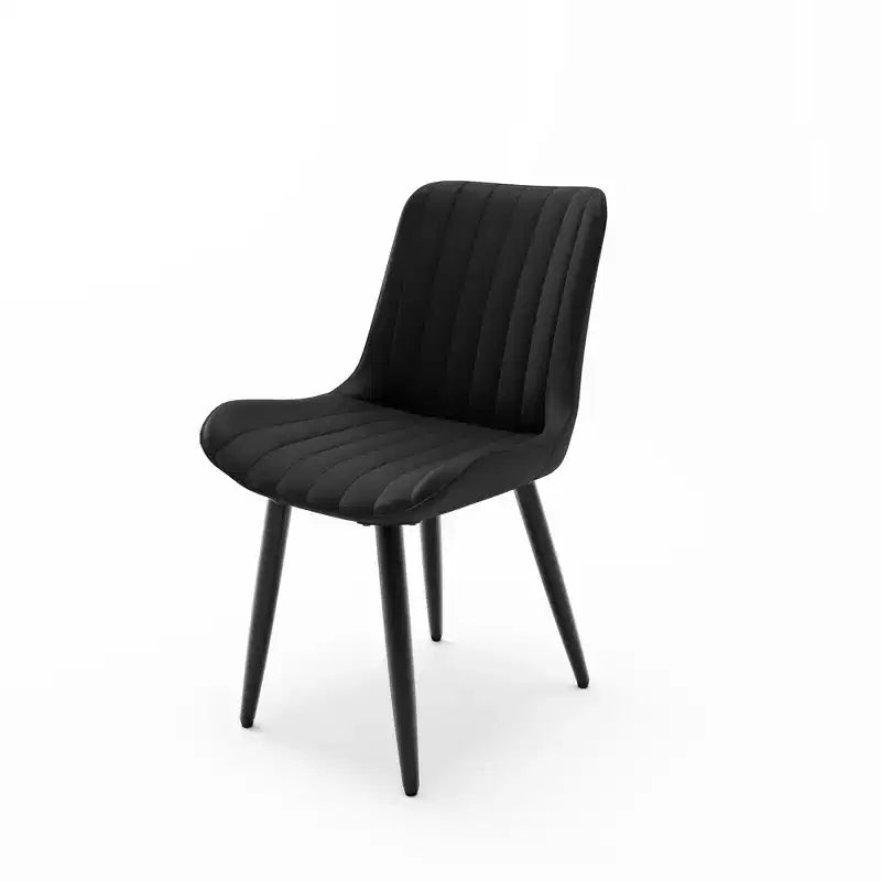 Lot de 2 chaises de salle à manger modernes en cuir PU avec coussins épais et pieds en métal – Chaises d'appoint sans accoudoirs pour cuisine et salle à manger