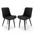 2pk Modern PU Leather Dining Chairs with Thick Cushions & Metal Legs - Armless Side Chairs for Kitchen & Dining Room