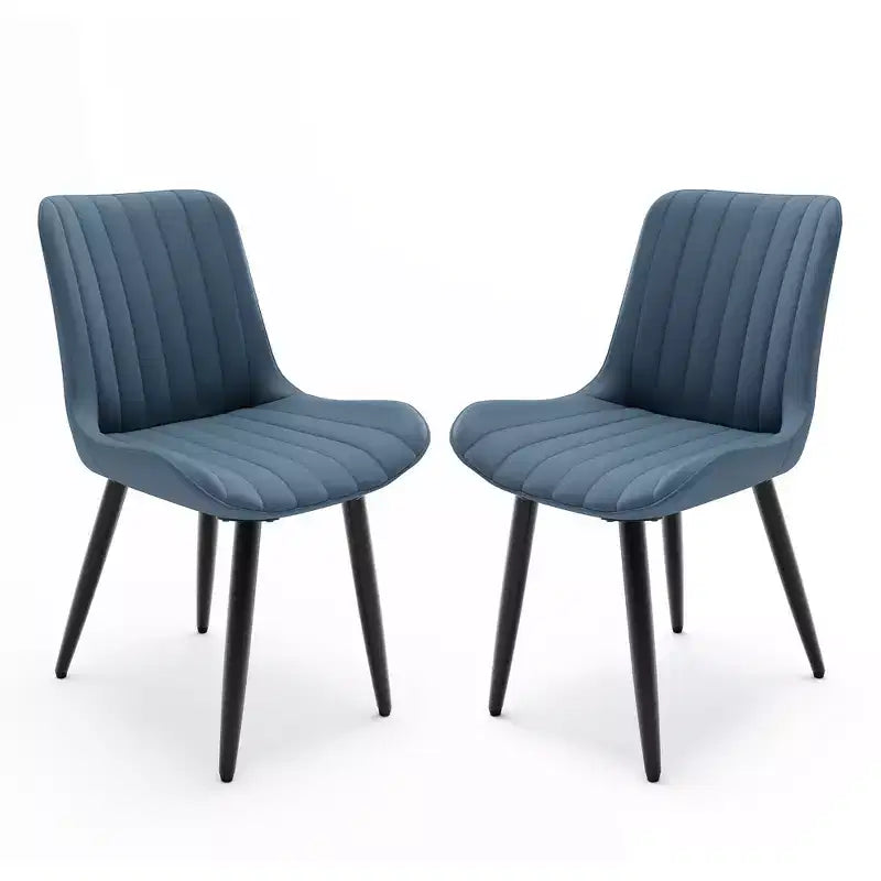 Lot de 2 chaises de salle à manger modernes en cuir PU avec coussins épais et pieds en métal – Chaises d'appoint sans accoudoirs pour cuisine et salle à manger