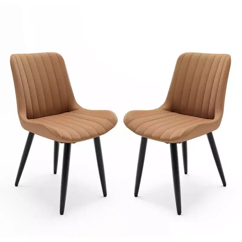 Lot de 2 chaises de salle à manger modernes en cuir PU avec coussins épais et pieds en métal – Chaises d'appoint sans accoudoirs pour cuisine et salle à manger