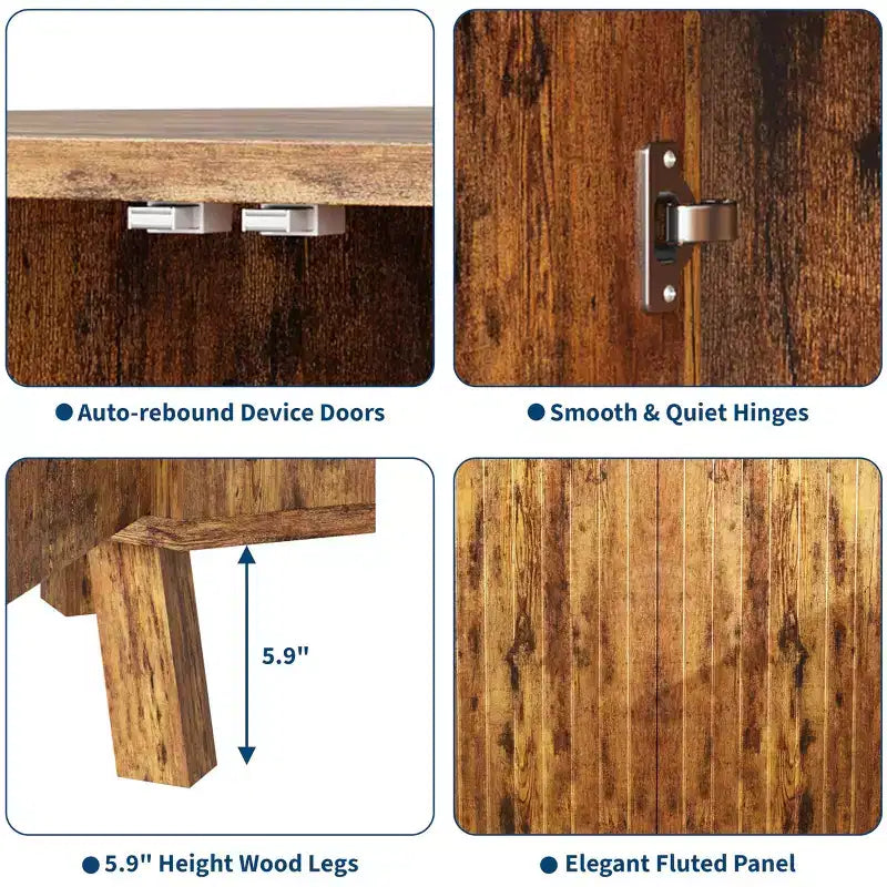 Meuble d'angle de ferme avec étagère réglable, table d'angle industrielle en bois à 3 niveaux avec portes, table d'appoint triangulaire (80 x 40 x 78 cm)