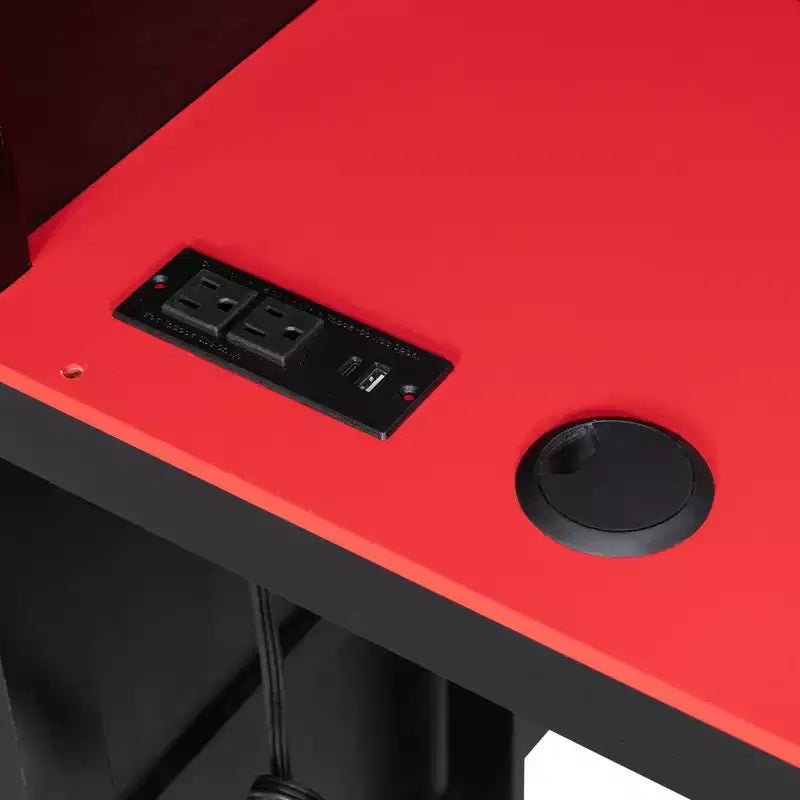 Lit mezzanine pleine grandeur pour gamer avec étagères de rangement, bureau et éclairage