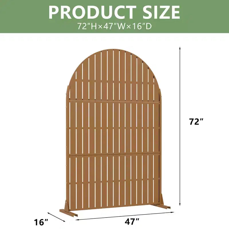 Paravent de confidentialité autoportant en métal cintré de 72H x 47L po, couleur gris clair/brun, pour jardin, patio, terrasse, cour