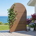 Dovelina 72H x 47W Arched Outdoor Metal Privacy Screen Freestanding Fence Panels in Light Gray/Brown for Garden Patio Deck Yard