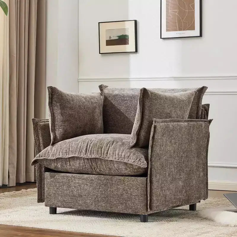 Fauteuils d'appoint, Vert 34 Largeur Fauteuil de lecture surdimensionné Fauteuil rembourré en tissu chenille doux Chaises de salon Canapé