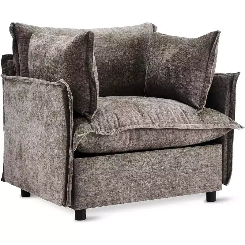 Fauteuils d'appoint, Vert 34 Largeur Fauteuil de lecture surdimensionné Fauteuil rembourré en tissu chenille doux Chaises de salon Canapé