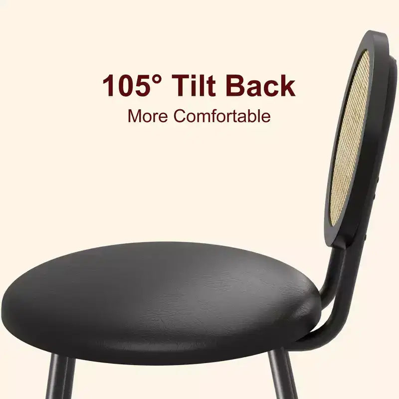 Chaises de salle à manger en rotin avec assise rembourrée épaisse et pieds en métal pour salon