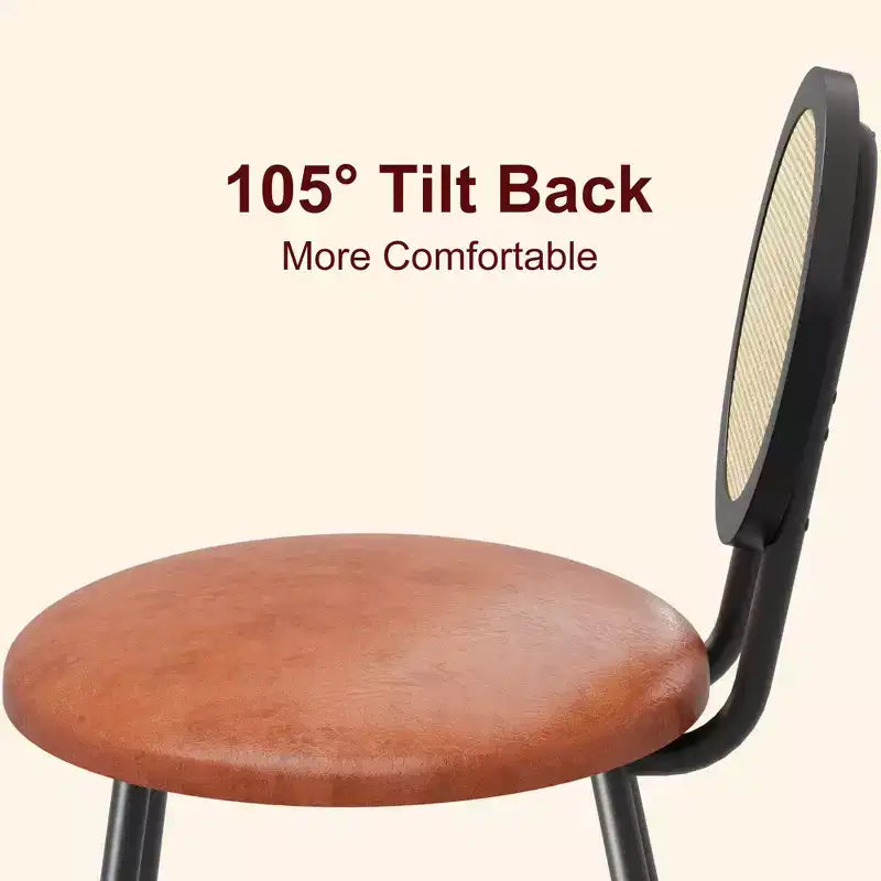 Chaises de salle à manger en rotin avec assise rembourrée épaisse et pieds en métal pour salon