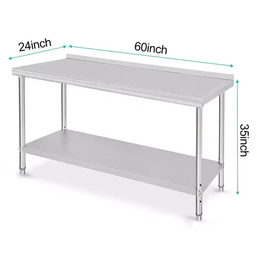 Table de travail commerciale 60 x 24, table de préparation en acier inoxydable robuste pour cuisine, restaurant