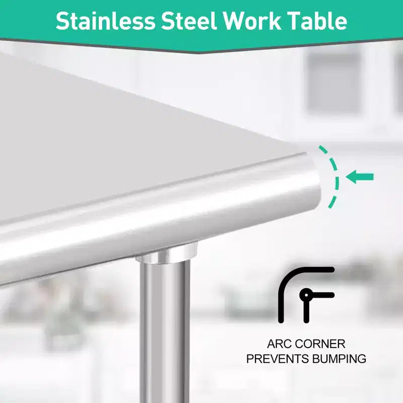 Table de travail commerciale 60 x 24, table de préparation en acier inoxydable robuste pour cuisine, restaurant
