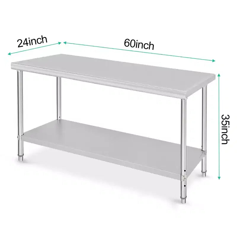 Table de travail commerciale 60 x 24, table de préparation en acier inoxydable robuste pour cuisine, restaurant