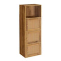 Breighton Home Xtra Storage Boho Weave 3 Door Cabinet with Shelf in Brown Autumn Haze/Beige Barley