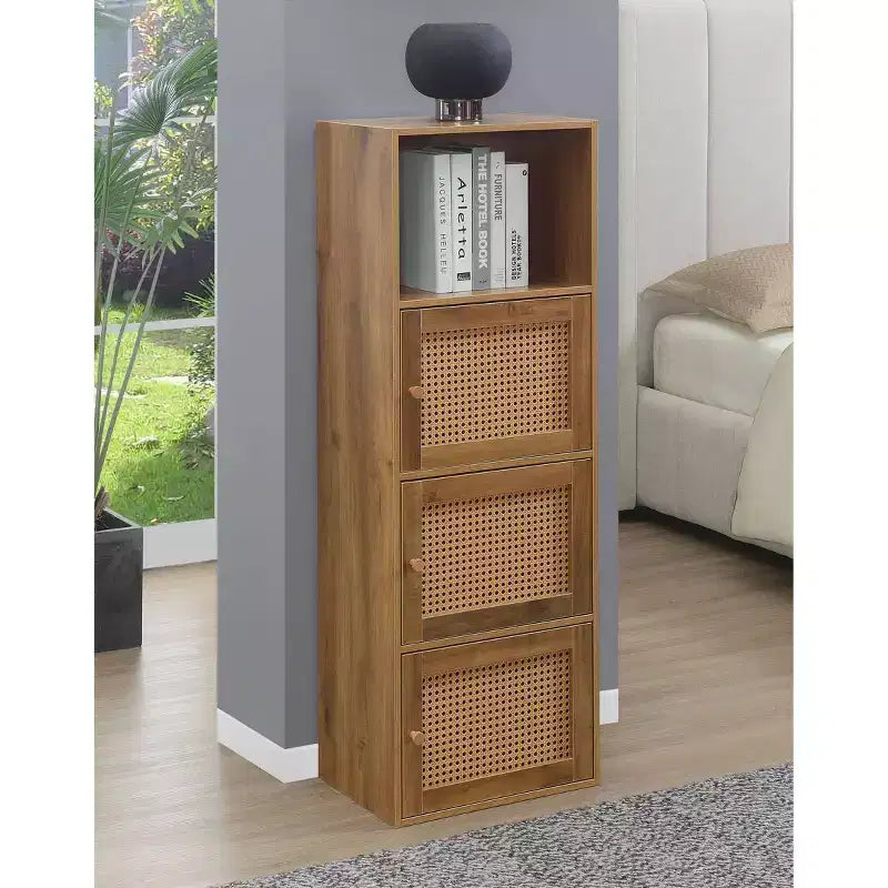 Meuble à 3 portes Boho Weave avec étagère, coloris Haze/Beige Barley