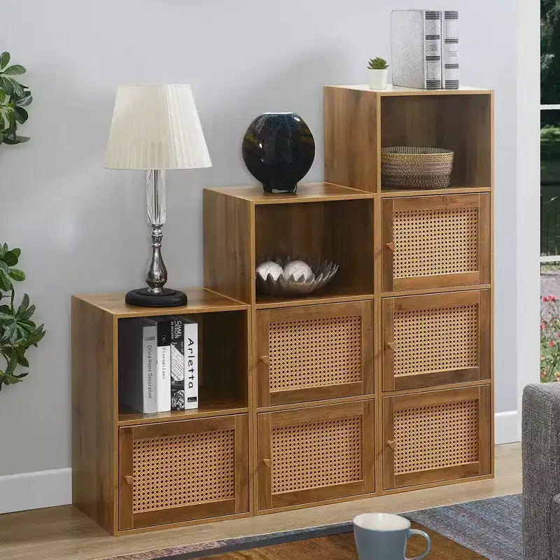 Meuble à 3 portes Boho Weave avec étagère, coloris Haze/Beige Barley