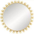 Uttermost Round Vanity Decorative Accent Wall Mirror Modern Sphere Edge Metallic Gold Leaf Frame 33 Wide for Bathroom Bedroom