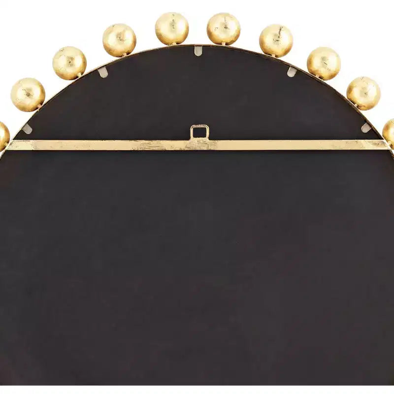 Miroir mural décoratif rond pour coiffeuse, cadre sphérique moderne doré à la feuille métallique, 33 pouces de large, pour salle de bain et chambre