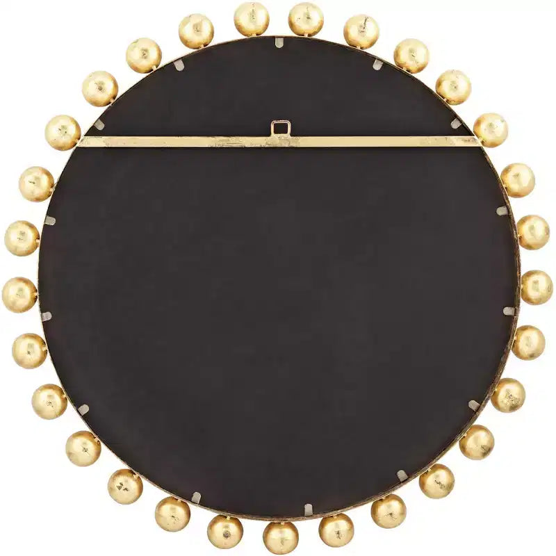 Miroir mural décoratif rond pour coiffeuse, cadre sphérique moderne doré à la feuille métallique, 33 pouces de large, pour salle de bain et chambre