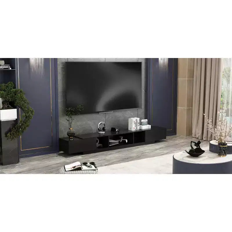 Meuble TV avec tiroirs de rangement et étagères
