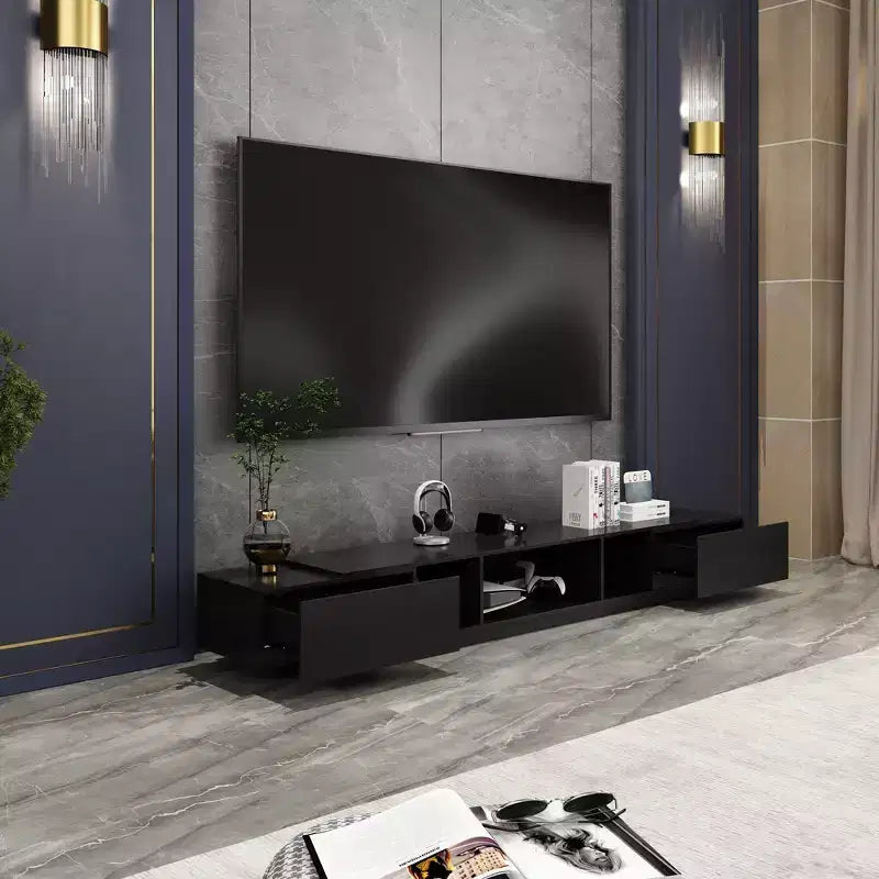 Meuble TV avec tiroirs de rangement et étagères