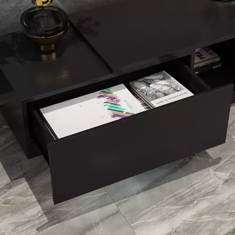 Meuble TV avec tiroirs de rangement et étagères